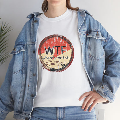 Funny Grunge Fishing TShirt - W.T.F Where's The Fish