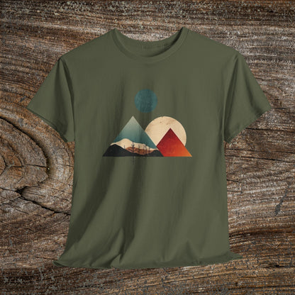 Boho Mountain T-Shirt — Vintage Abstract Mountain Landscape Tee