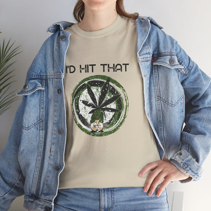 Retro Weed Gnome Marijuana 420 TShirt - "I'd Hit That" - Funny Grunge Stoner Gift