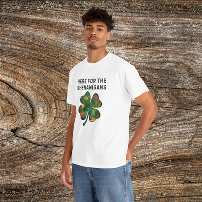 Grunge Clover 'Here For The Shenanigans' St. Patrick's Day Tee