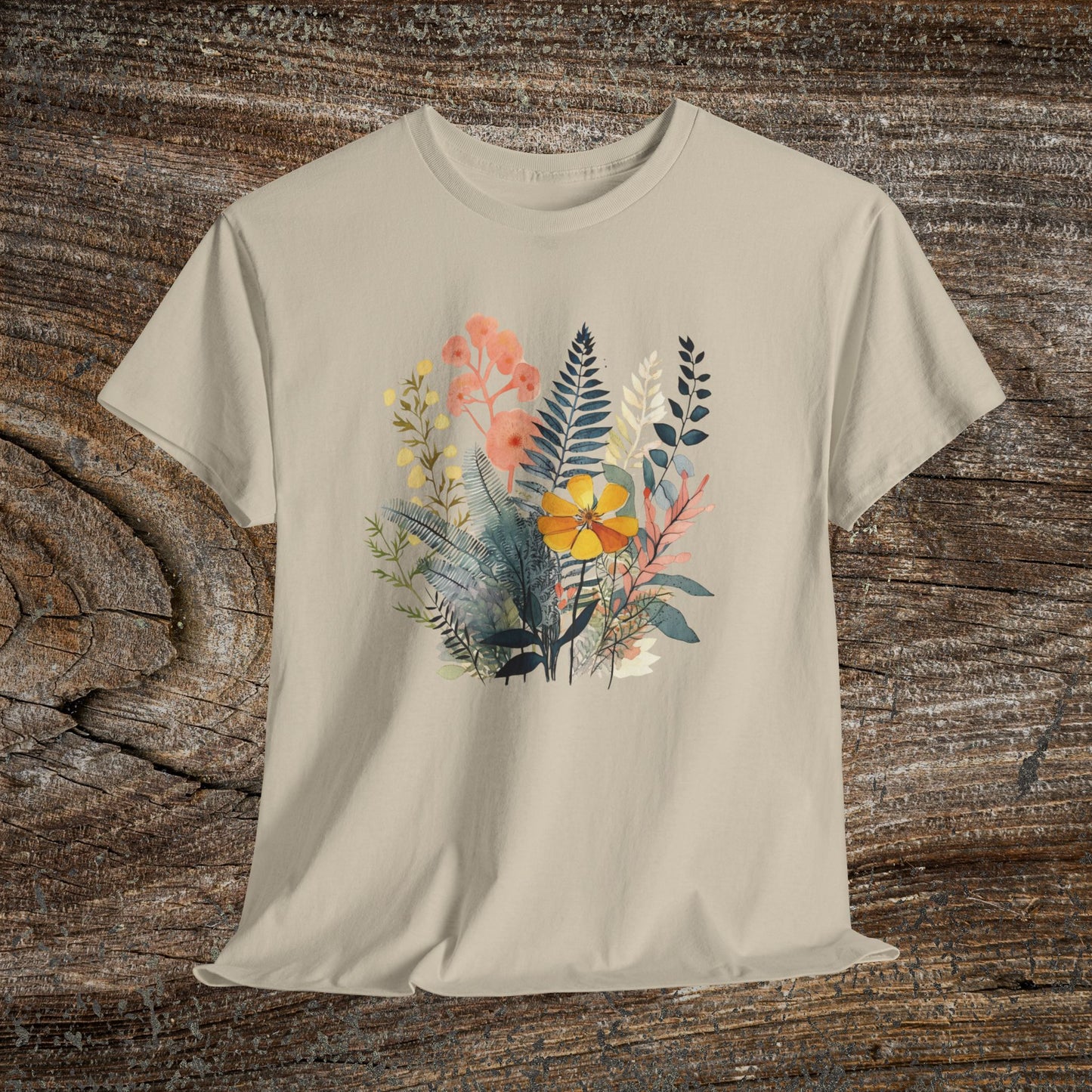 Vintage Watercolour  Floral TShirt — Botanical Graphic T-Shirt