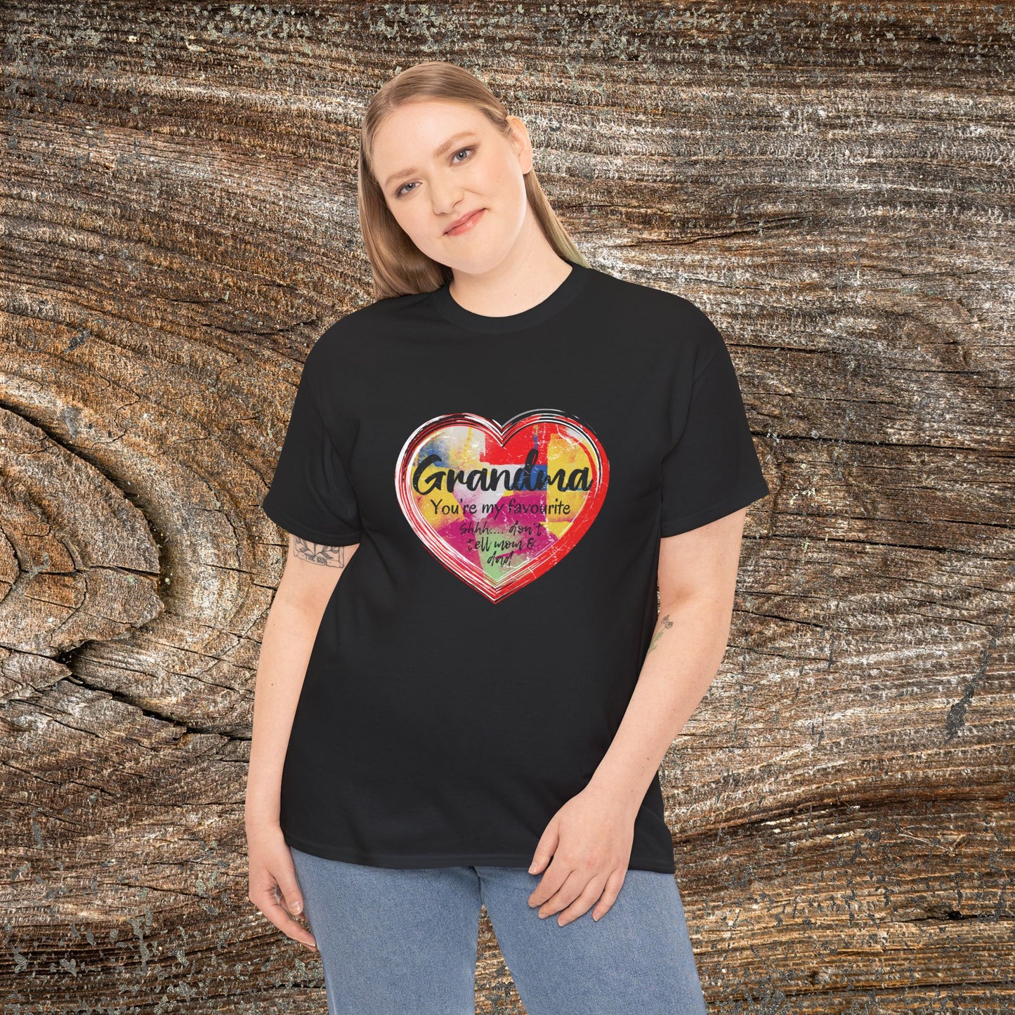 Retro Grandma Heart - "Grandma You're My Favourite Shhh Don't Tell Mom & Dad"