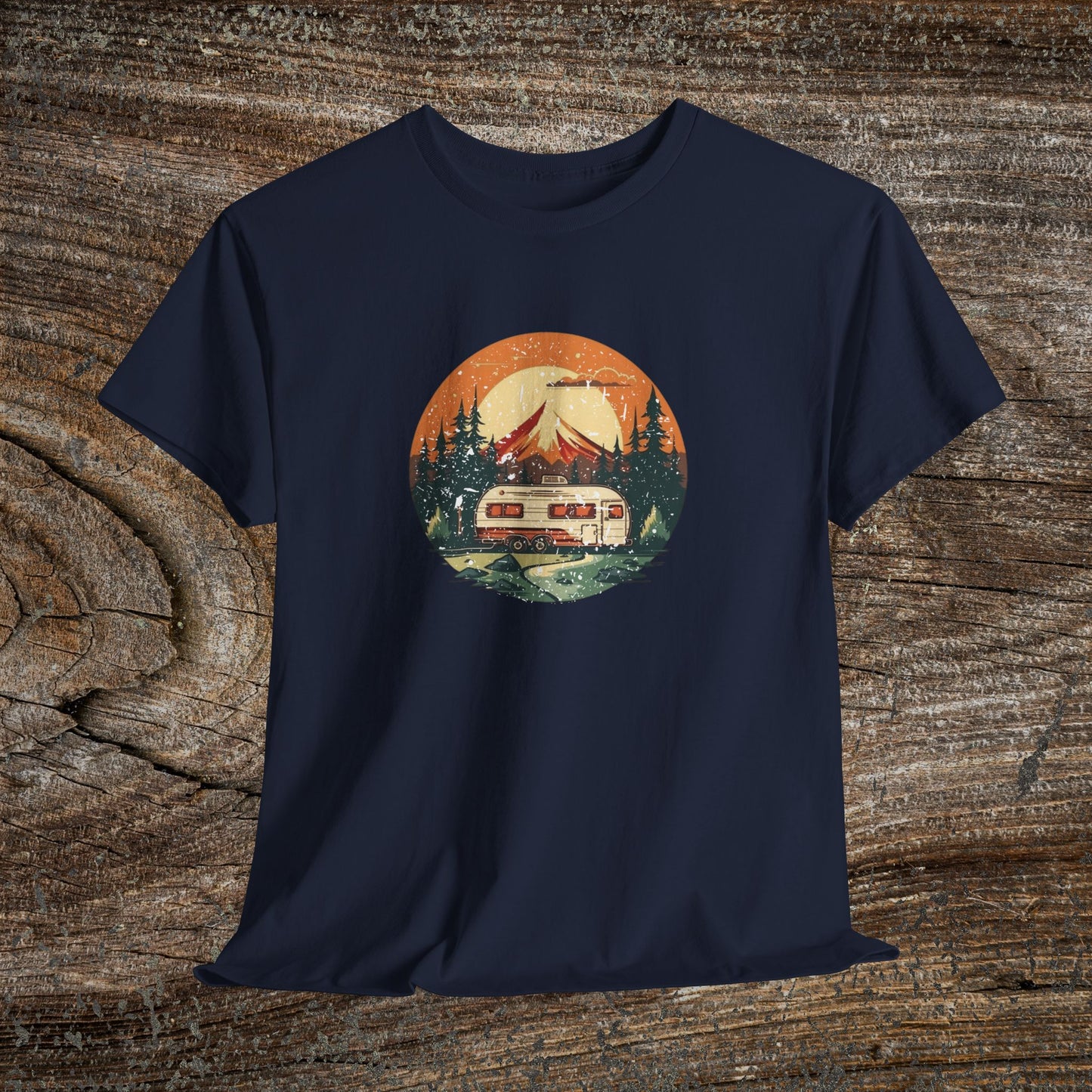 Camping Sunset T-Shirt — Retro Mountain Camper Tee