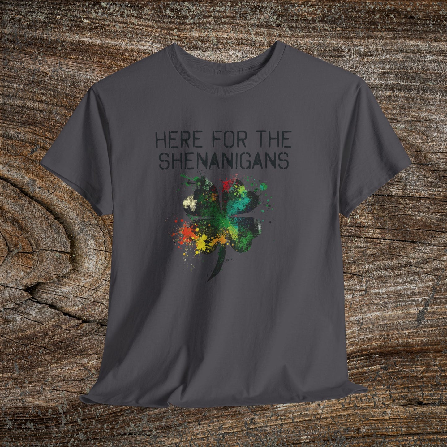 Grunge Clover 'Here For The Shenanigans' St. Patrick's Day Tee