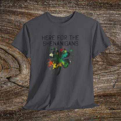 Grunge Clover 'Here For The Shenanigans' St. Patrick's Day Tee