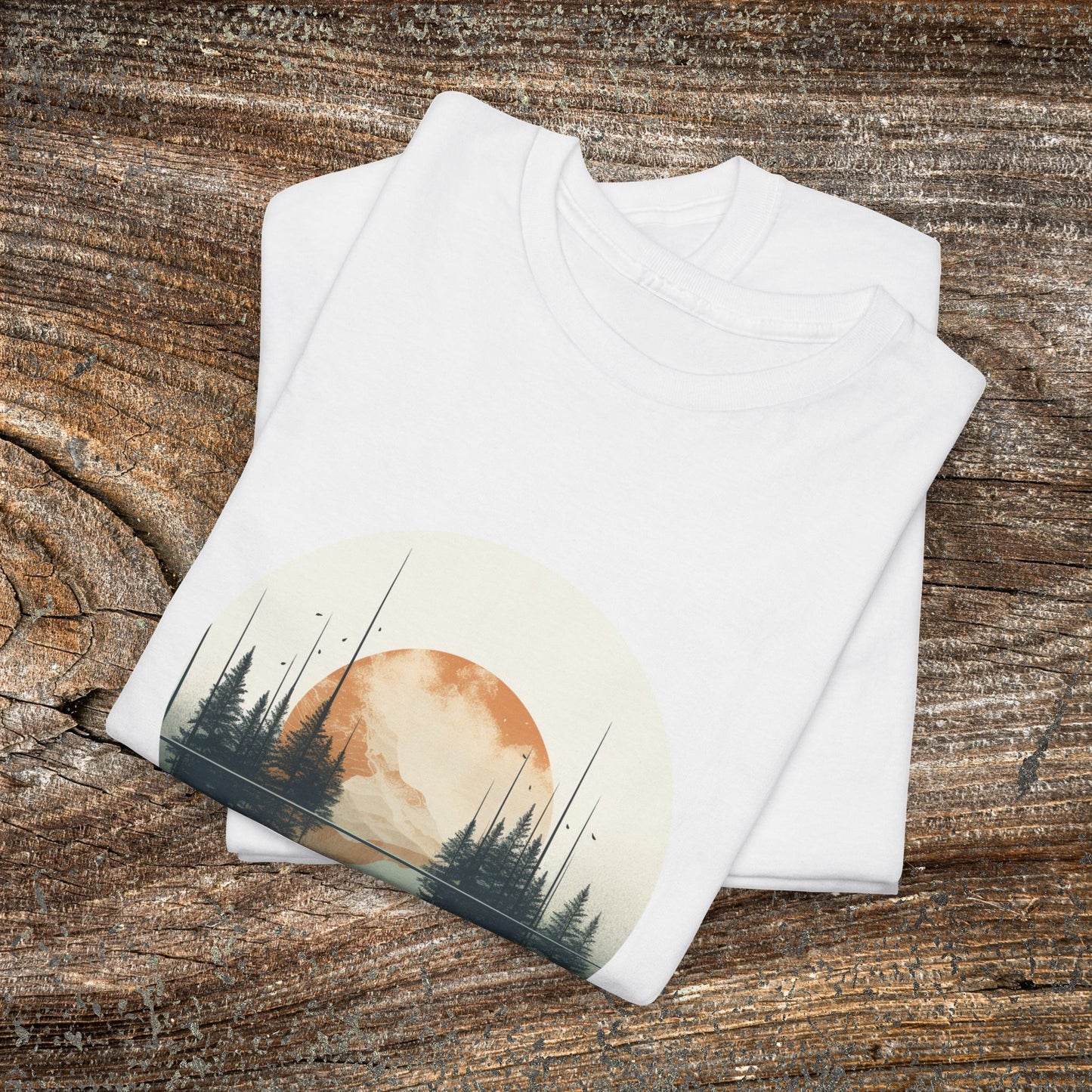 Retro Boho Mountain T-Shirt — Abstract Mountain Landscape, Nature Lover Gift