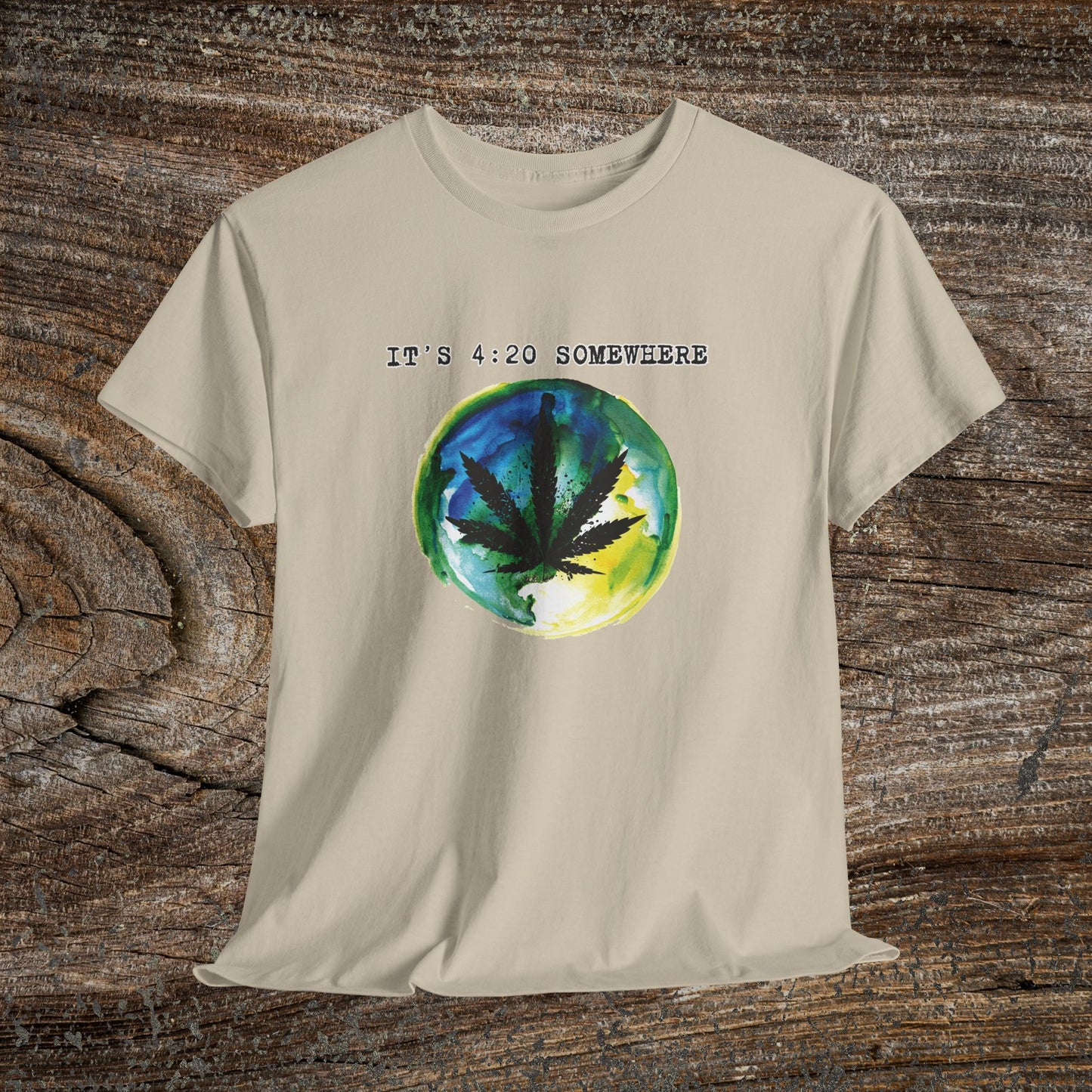 Grunge Weed Leaf 420 TShirt - "It's 4:20 Somewhere" - Retro Marijuana Stoner Gift