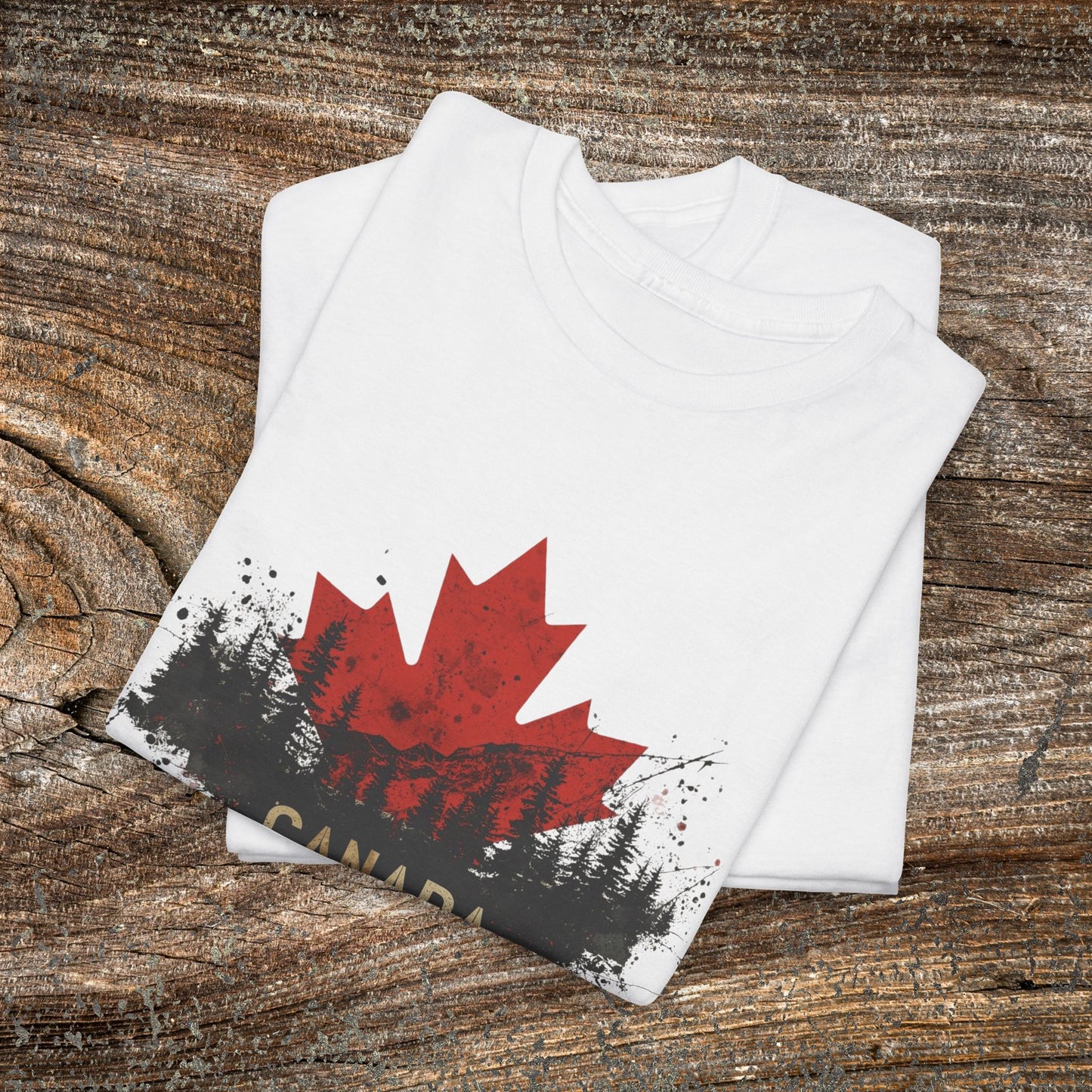 Rustic Canadian Maple Leaf T-Shirt — Grunge Canada Landscape Tee