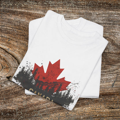 Rustic Canadian Maple Leaf T-Shirt — Grunge Canada Landscape Tee