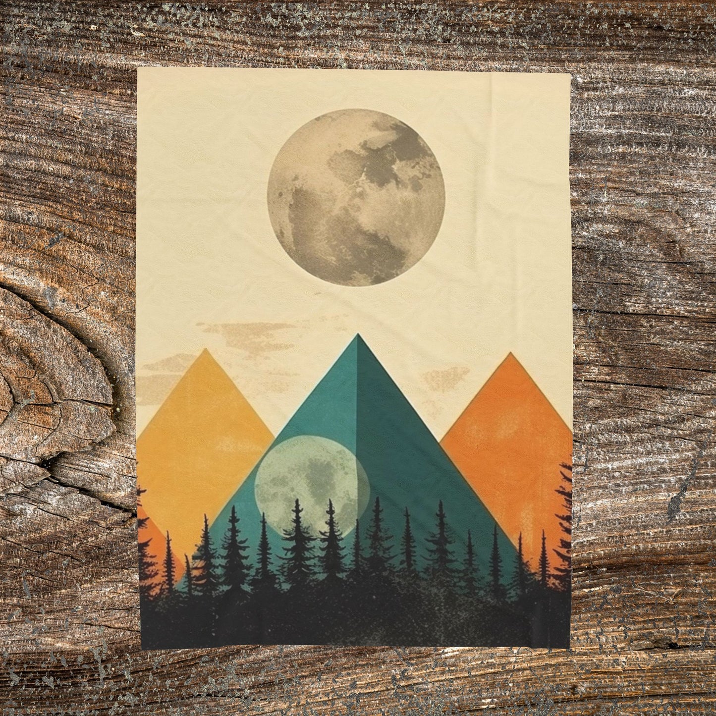 Vintage Abstract Landscape Blanket | Cozy Retro Throw