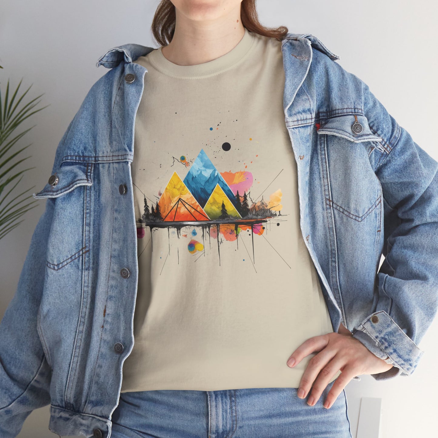 Vibrant Retro Mountain Abstract TShirt - Nature Lover Mountain Landscape Shirt