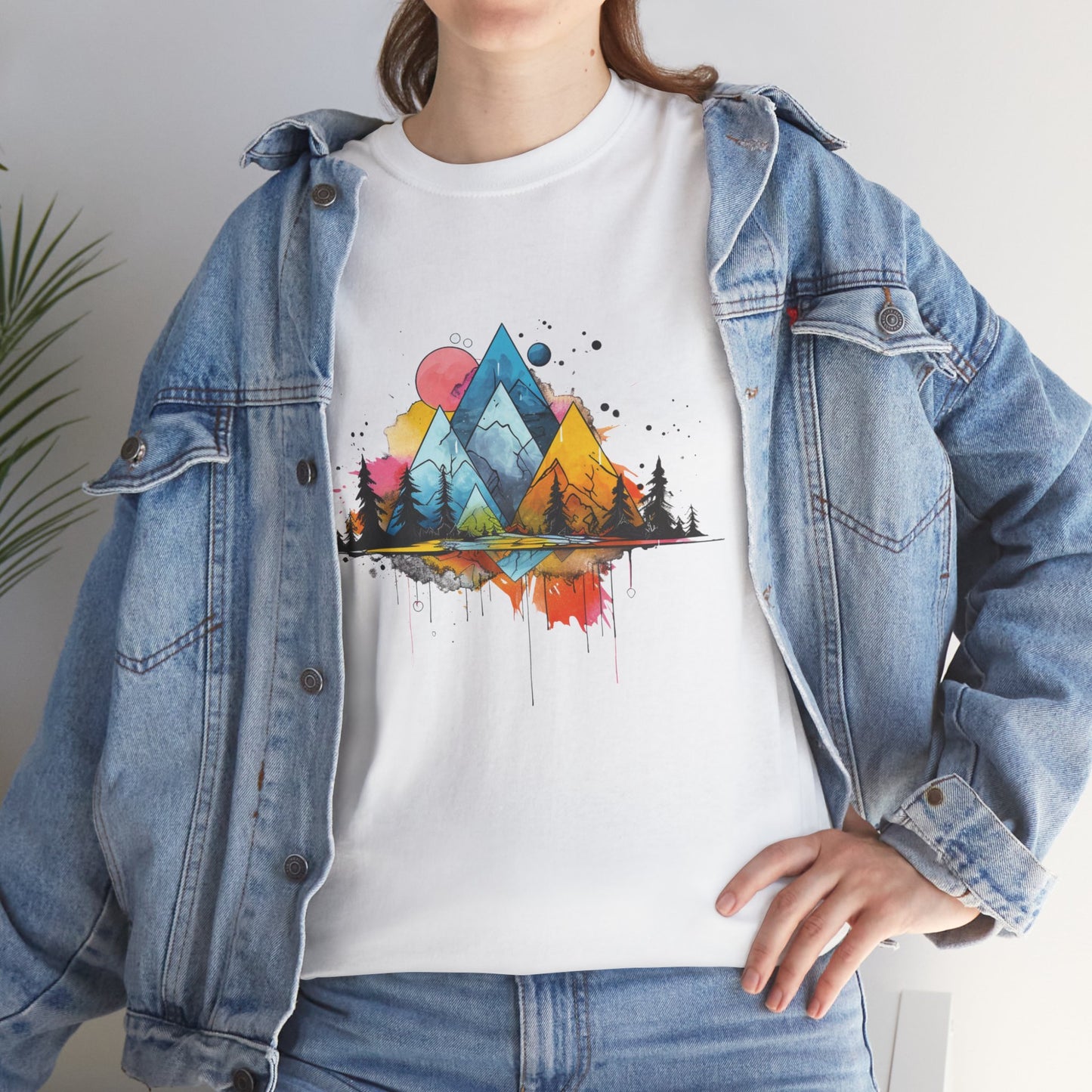 Retro Mountain Abstract TShirt - Trendy Mountain Landscape Shirt