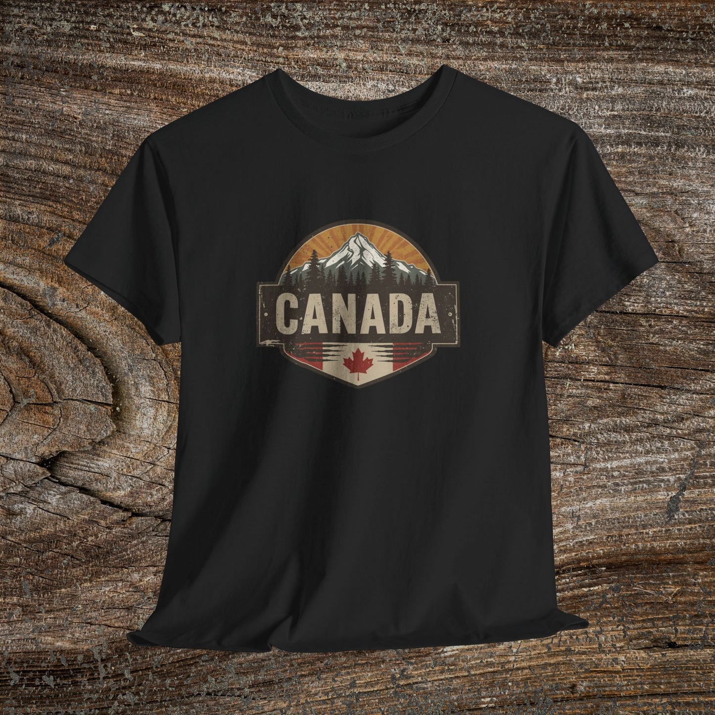 Rustic Canadian Landscape T-Shirt — Distressed Canada Tee
