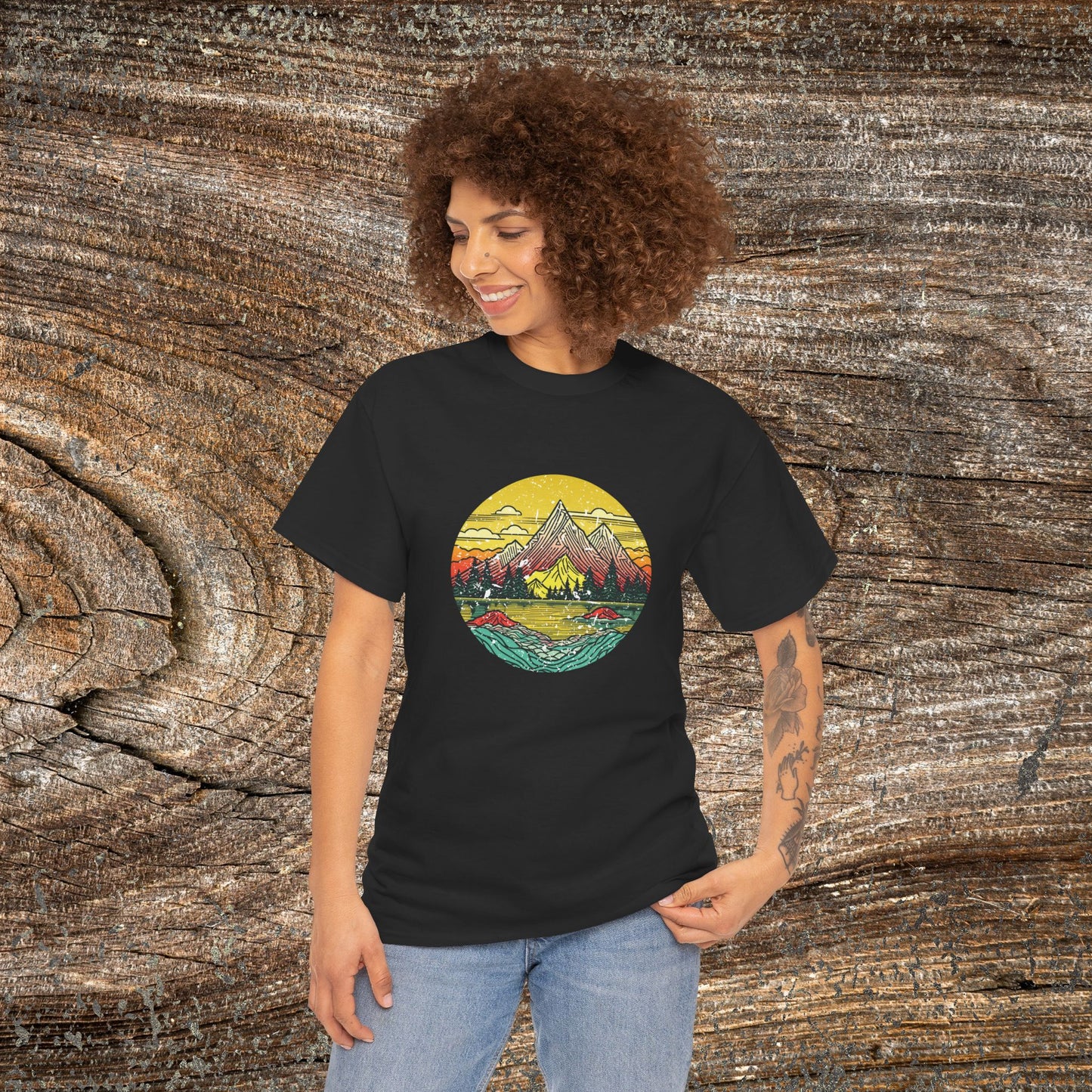 Retro Vintage Mountain Landscape TShirt - Nature Lover Gift