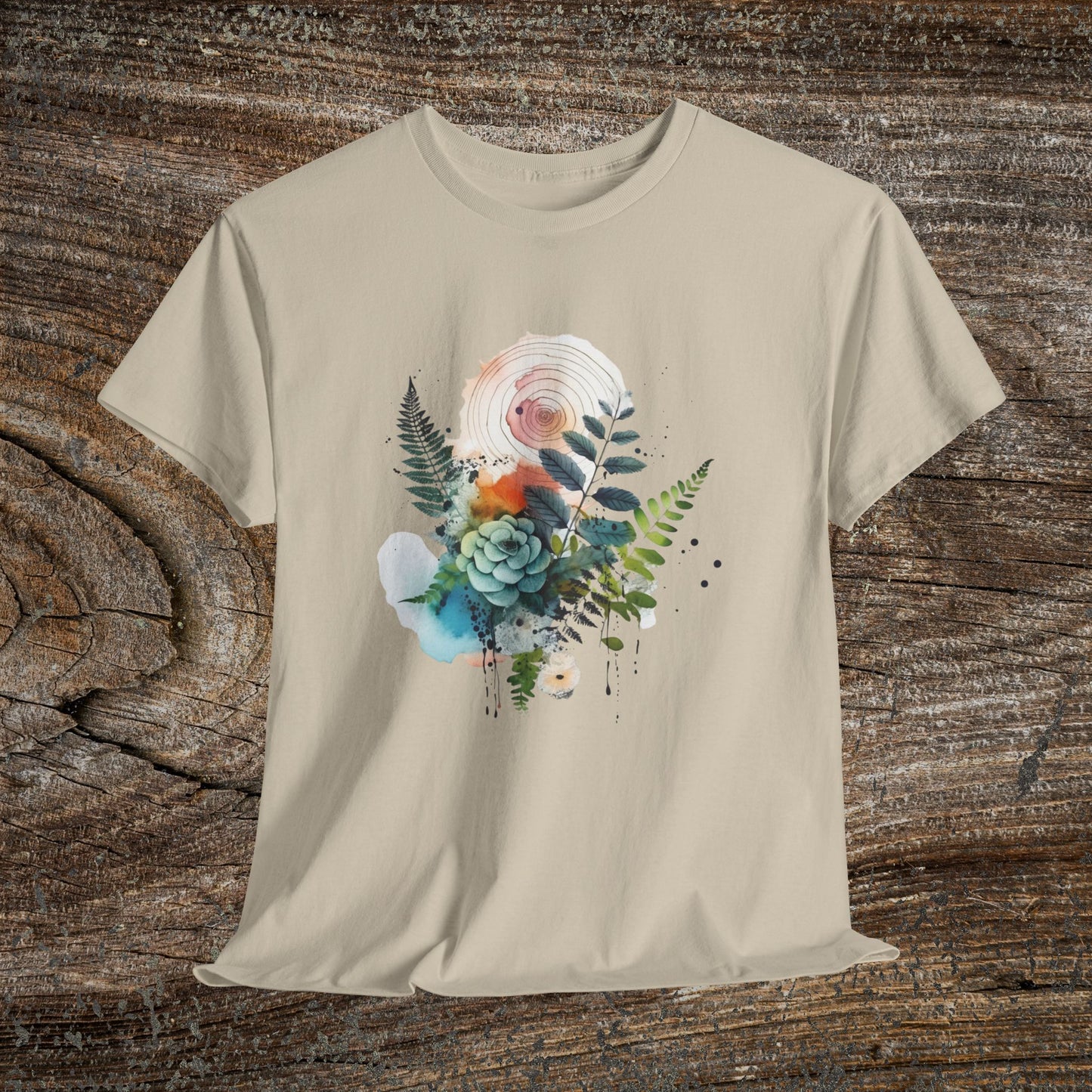 Vintage Watercolour  Floral TShirt — Botanical Graphic T-Shirt
