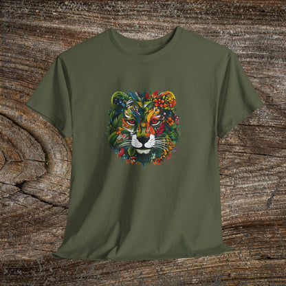 Lion Head Floral Tee — Colourful Botanical Safari Graphic T-Shirt