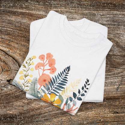 Vintage Watercolour  Floral TShirt — Botanical Graphic T-Shirt