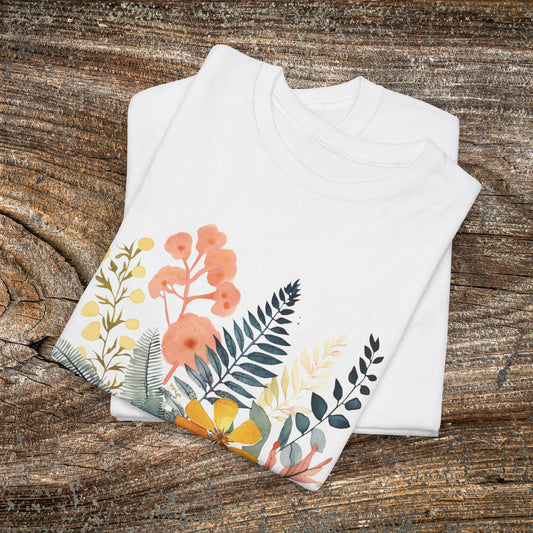 Vintage Watercolour  Floral TShirt — Botanical Graphic T-Shirt