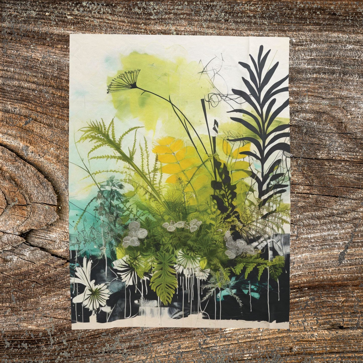 Botanical Abstract Blanket — Soft Floral Throw