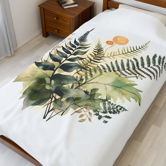 Watercolour Botanical Blanket — Soft Floral Abstract Throw