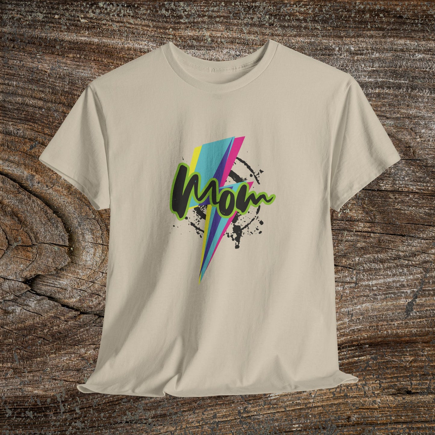 Grunge Retro Mom TShirt - Trendy Lightning Bolt Tee Shirt