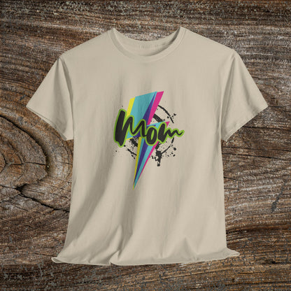 Grunge Retro Mom TShirt - Trendy Lightning Bolt Tee Shirt