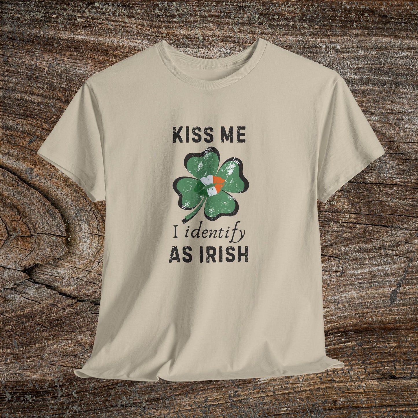 Kiss Me I Identify As Irish Shamrock Tee | St. Patrick's Day Clover Shirt