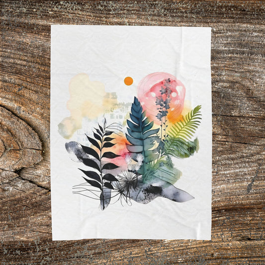 Watercolour Botanical Blanket — Soft Floral Abstract Throw