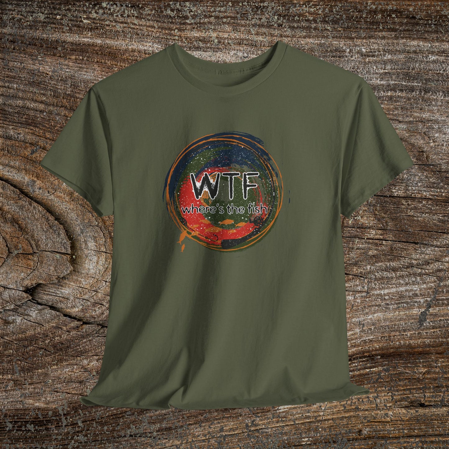 Retro Grunge Fishing TShirt - W.T.F Where's The Fish