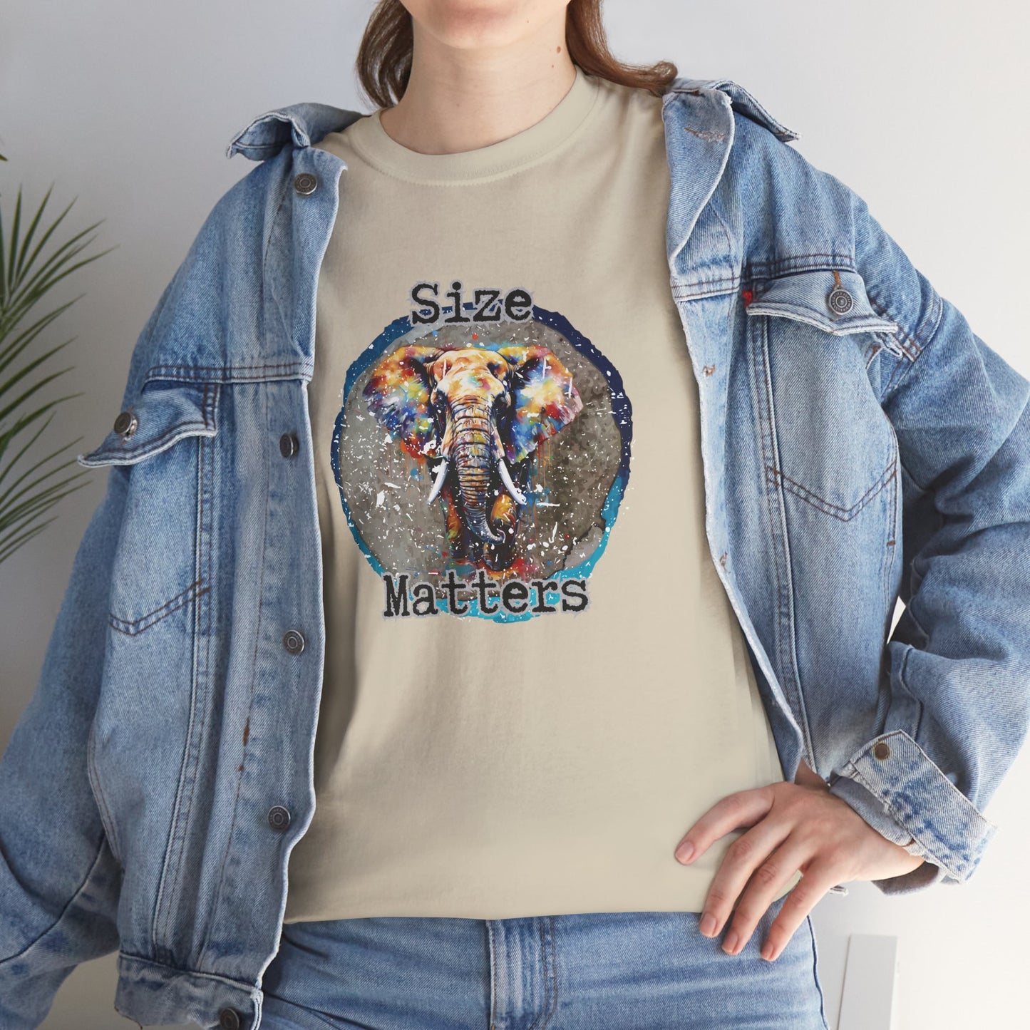 Grunge 'Size Matters' Elephant T-Shirt — Vintage Elephant Graphic Tee