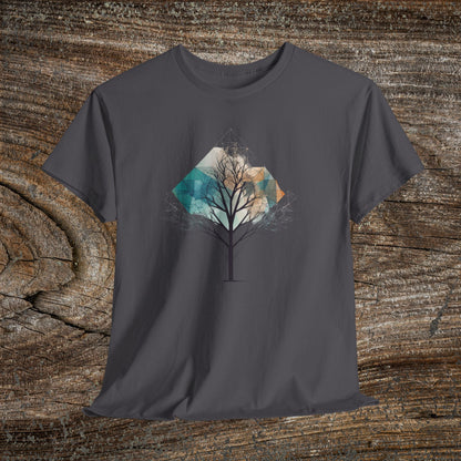 Geometric Minimalist Tree T-Shirt — Abstract Nature Lover Gift