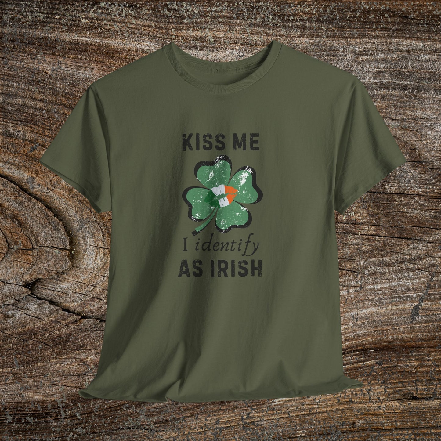 Kiss Me I Identify As Irish Shamrock Tee | St. Patrick's Day Clover Shirt