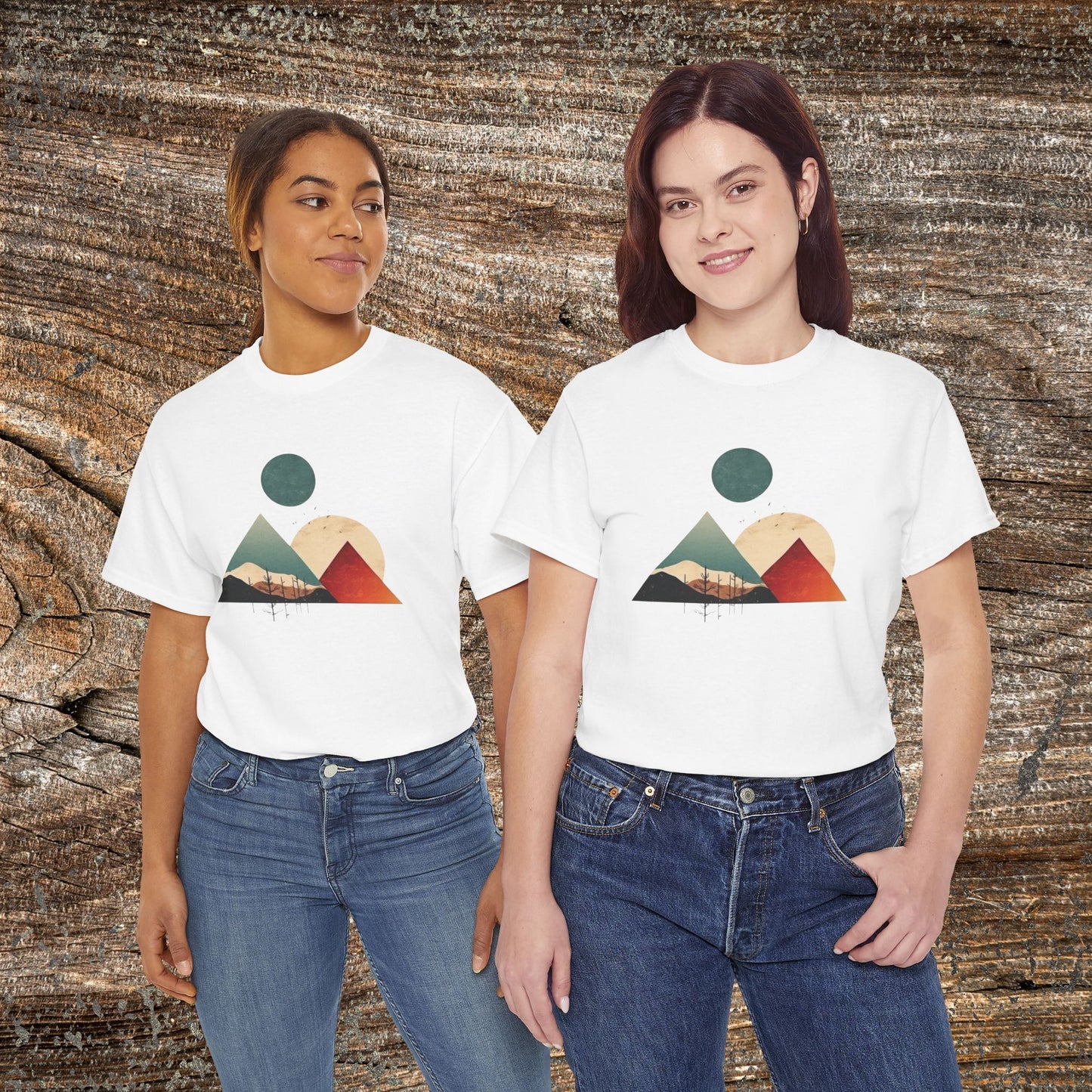 Boho Mountain T-Shirt — Vintage Abstract Mountain Landscape Tee