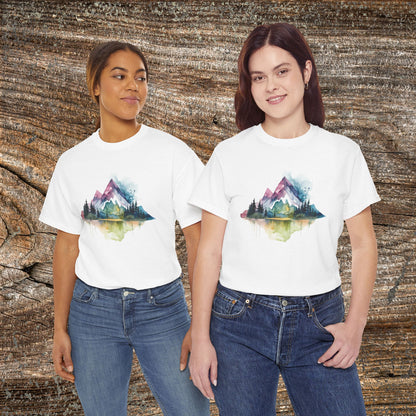 Watercolour Mountain Landscape TShirt - Nature Lover Shirt