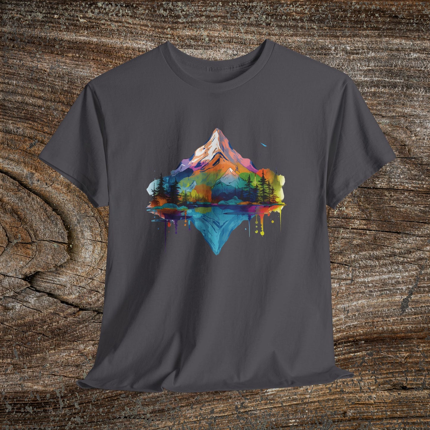 Vibrant Retro Mountain Abstract T-Shirt — Nature Lover Gift