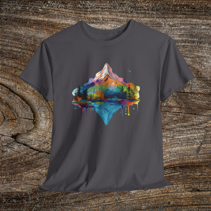 Vibrant Retro Mountain Abstract T-Shirt — Nature Lover Gift