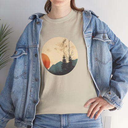 Retro Boho Mountain T-Shirt — Abstract Mountain Landscape, Nature Lover Gift