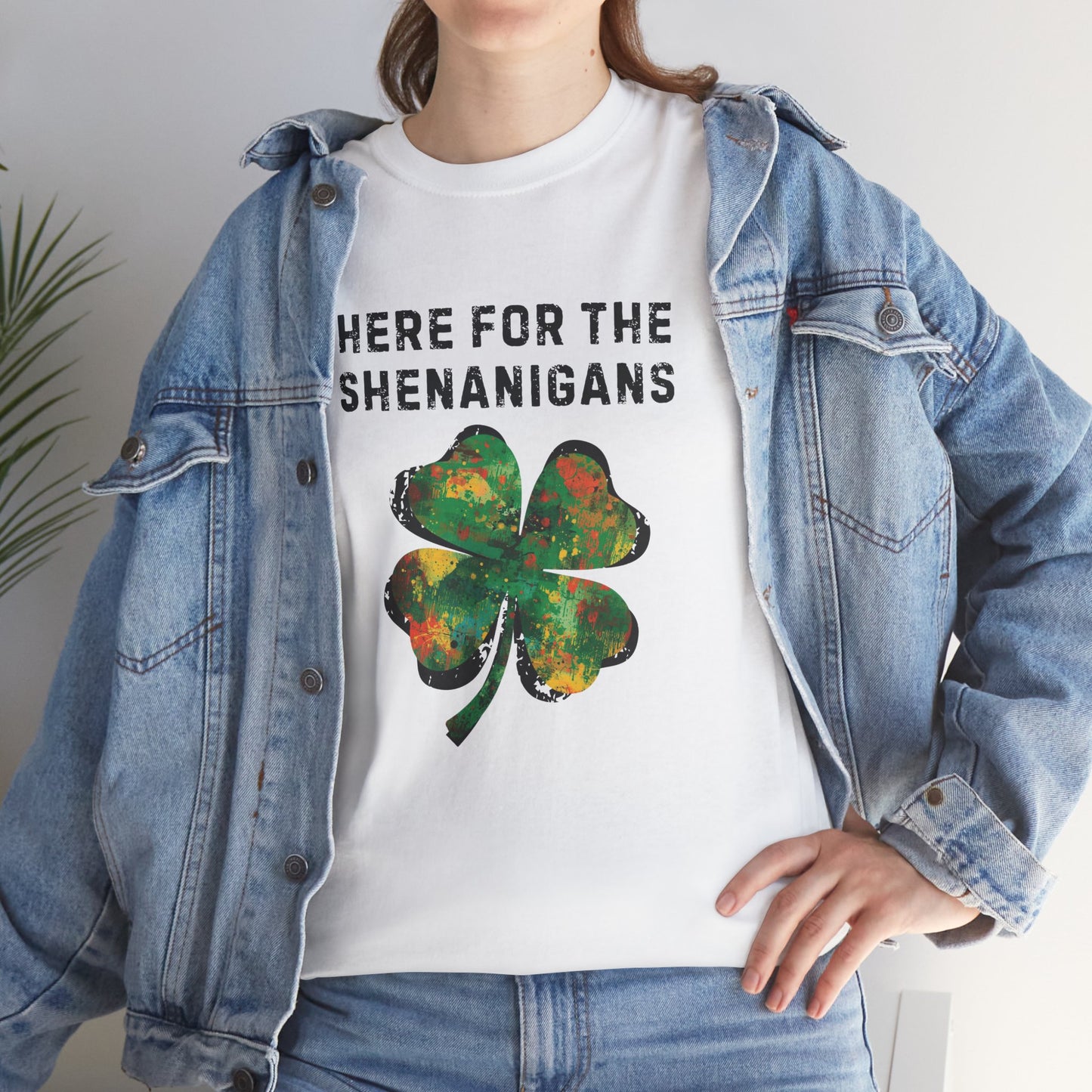 Grunge Clover 'Here For The Shenanigans' St. Patrick's Day Tee
