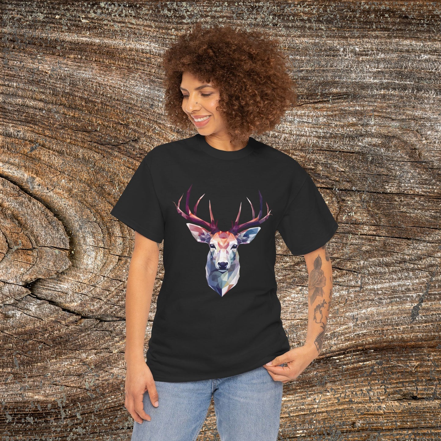 Geometric Abstract Deer T-Shirt — Modern Minimalist Deer Tee