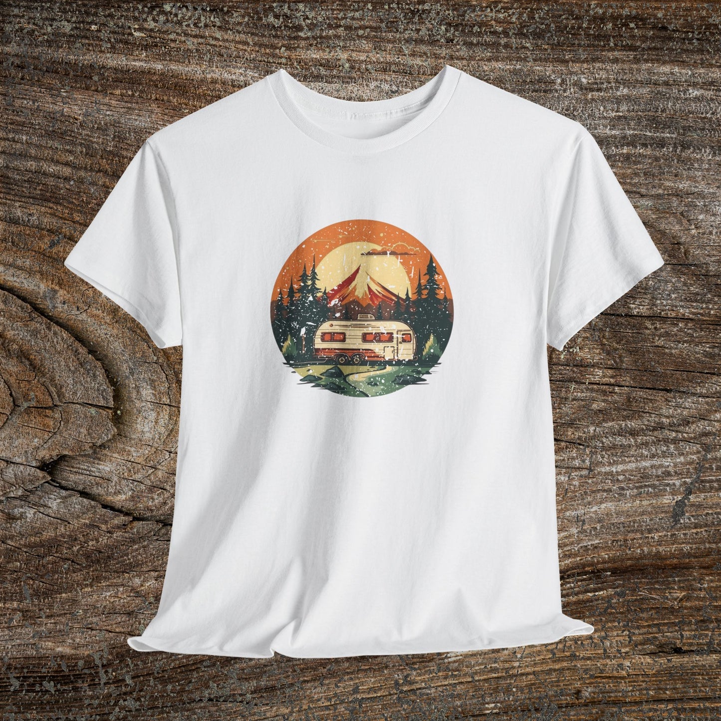 Camping Sunset T-Shirt — Retro Mountain Camper Tee