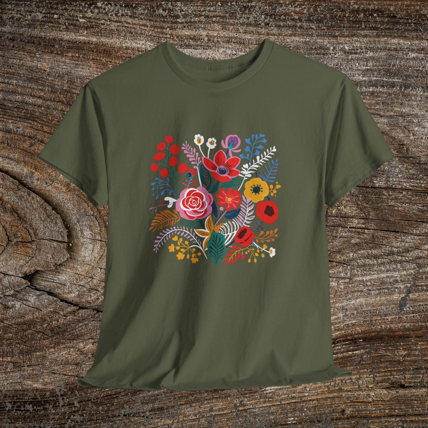 Retro Vibrant Botanical Flower T-Shirt — Nature Lover Gift