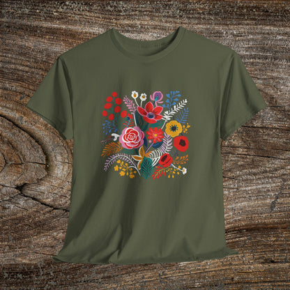 Retro Vibrant Botanical Flower T-Shirt — Nature Lover Gift
