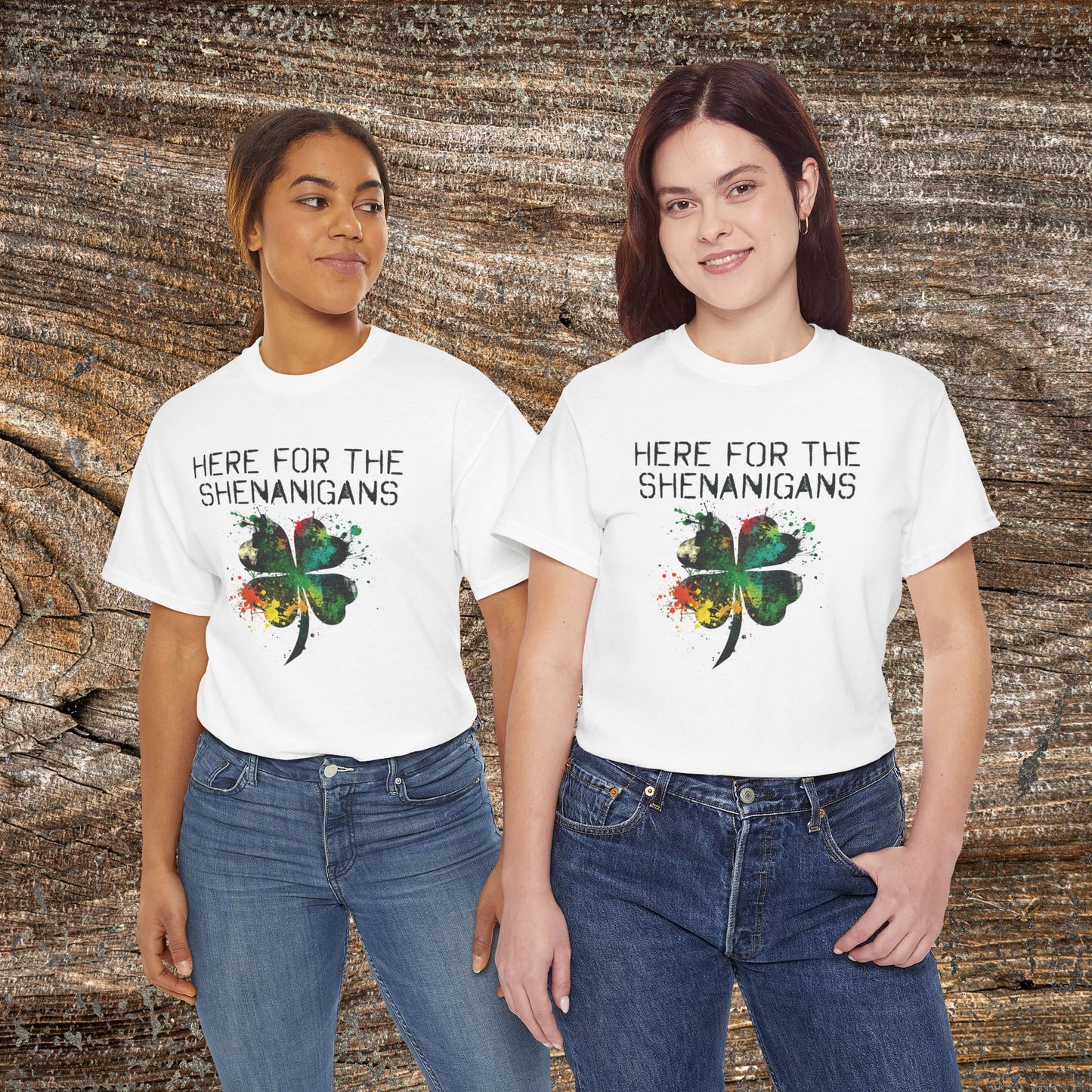 Grunge Clover 'Here For The Shenanigans' St. Patrick's Day Tee