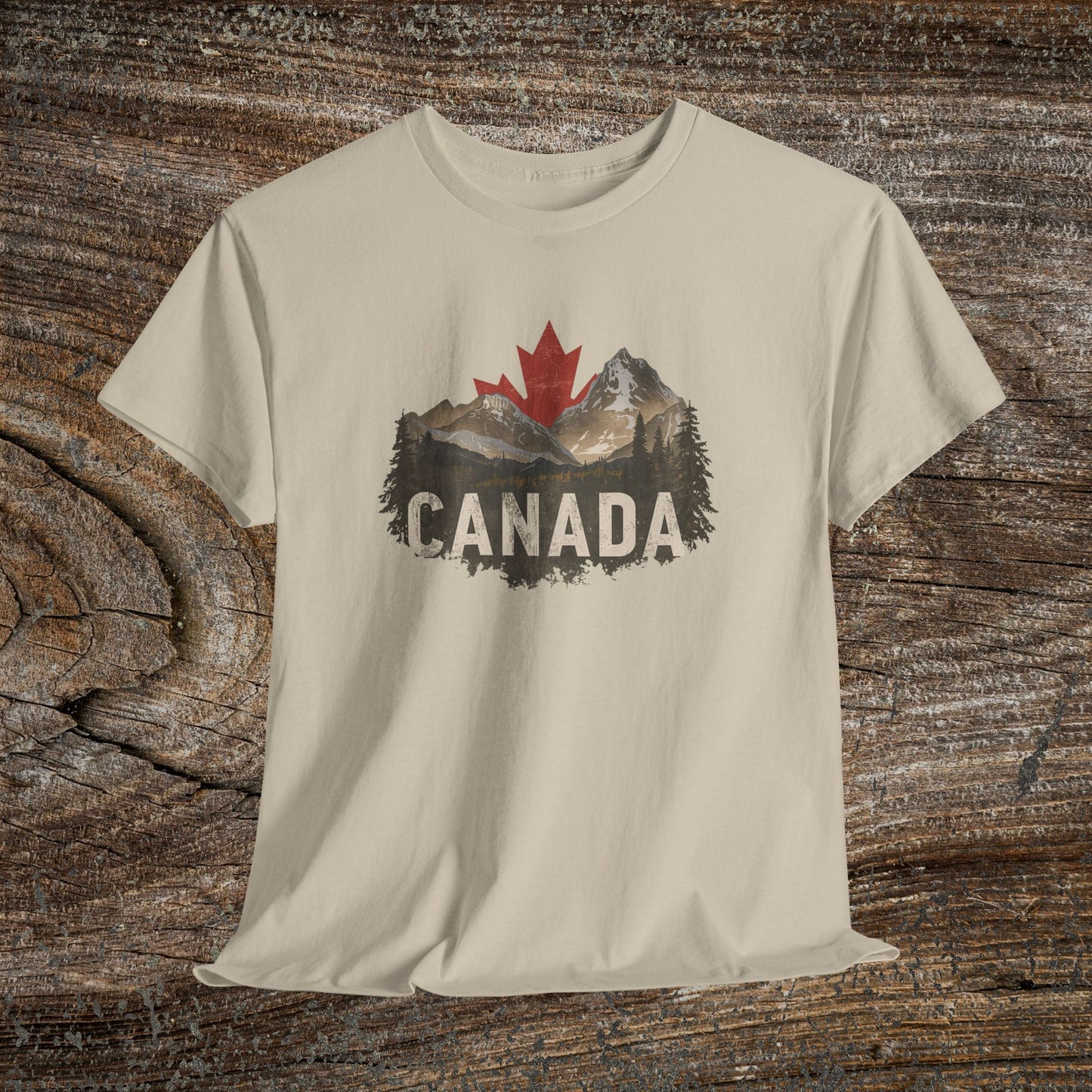 Rustic Canadian Landscape T-Shirt — Distressed Canada Tee