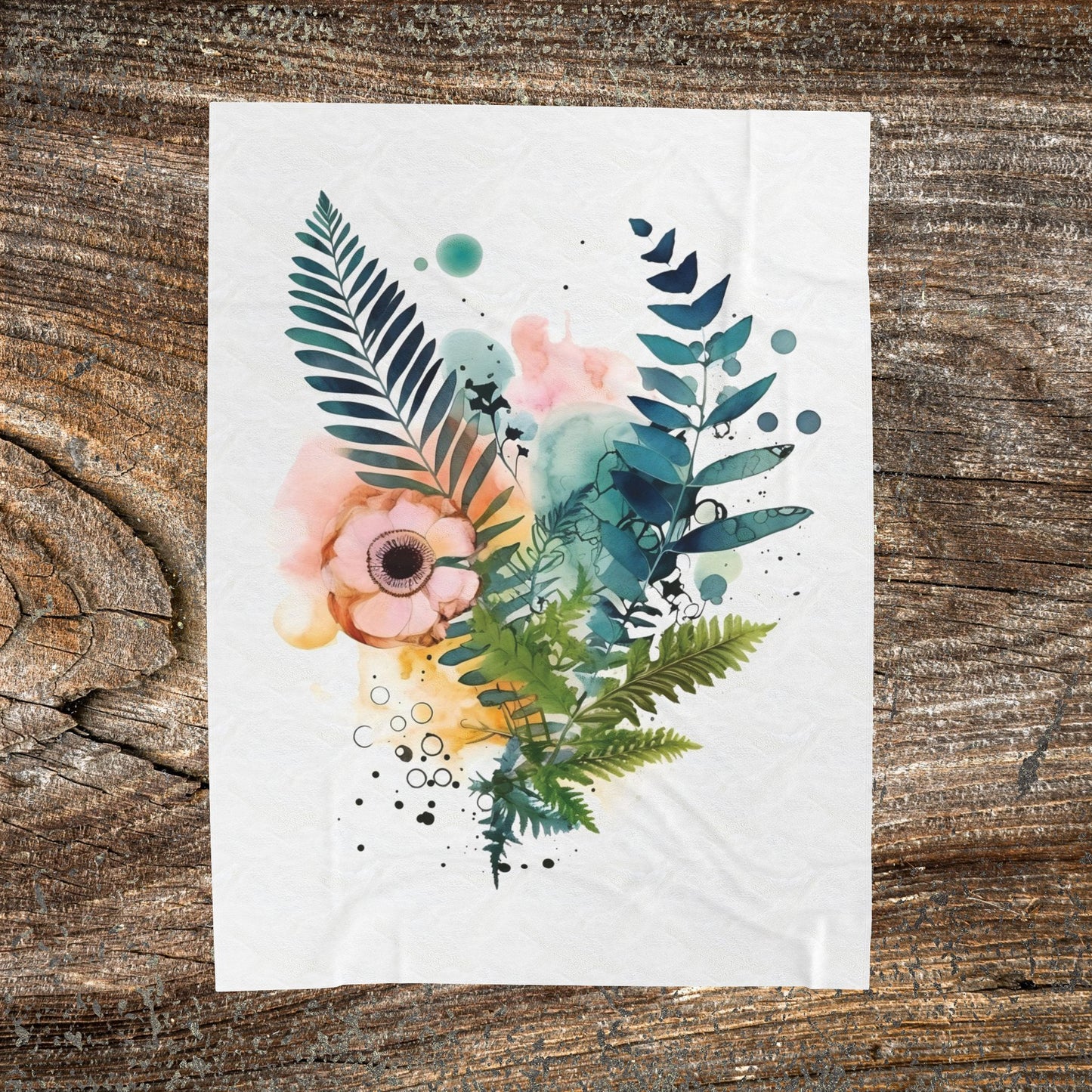 Watercolour Botanical Blanket — Soft Floral Abstract Throw
