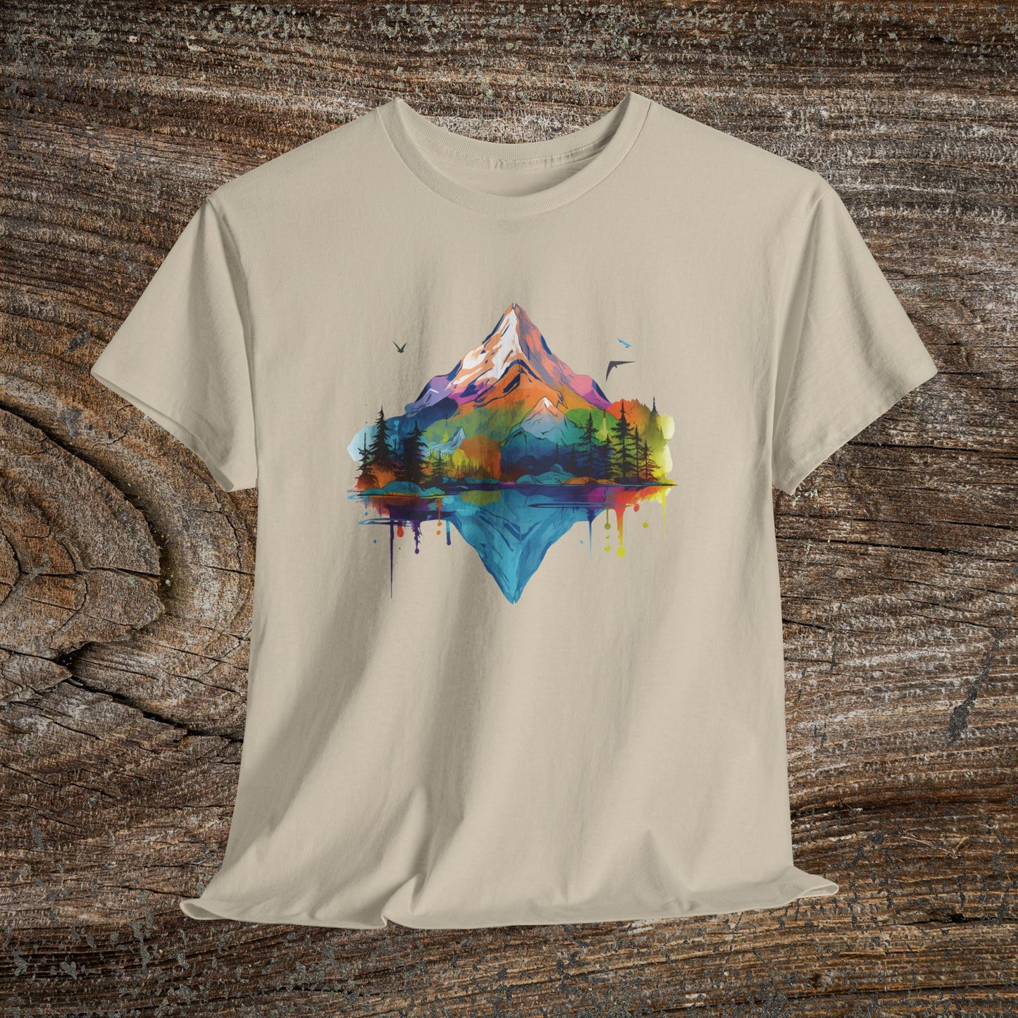 Vibrant Retro Mountain Abstract T-Shirt — Nature Lover Gift