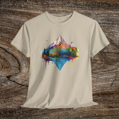 Vibrant Retro Mountain Abstract T-Shirt — Nature Lover Gift