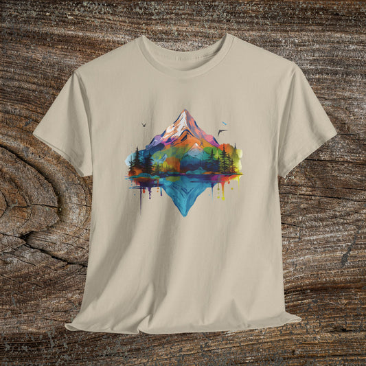 Vibrant Retro Mountain Abstract T-Shirt — Nature Lover Gift
