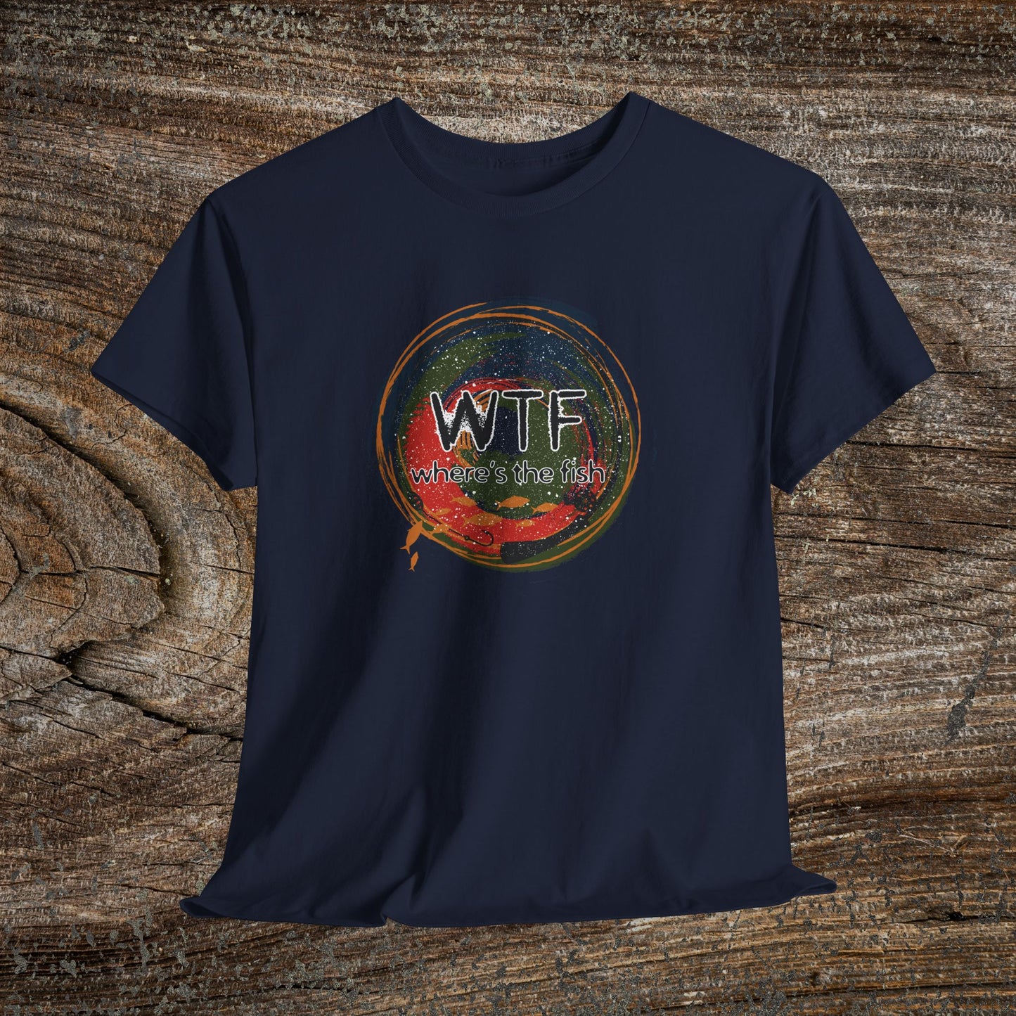 Retro Grunge Fishing TShirt - W.T.F Where's The Fish