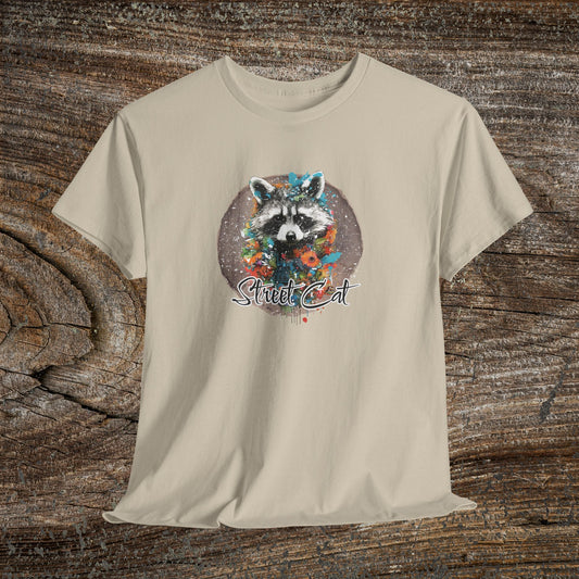 Vintage 'Street Cat' Raccoon T-Shirt — Funny Retro Wildlife Tee
